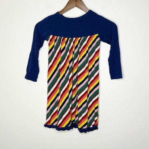 Kickee Pants Rainbow Twirl Dress Long Sleeve Flutter Seam - Kids US XS 5/6 - Picture 2 of 7